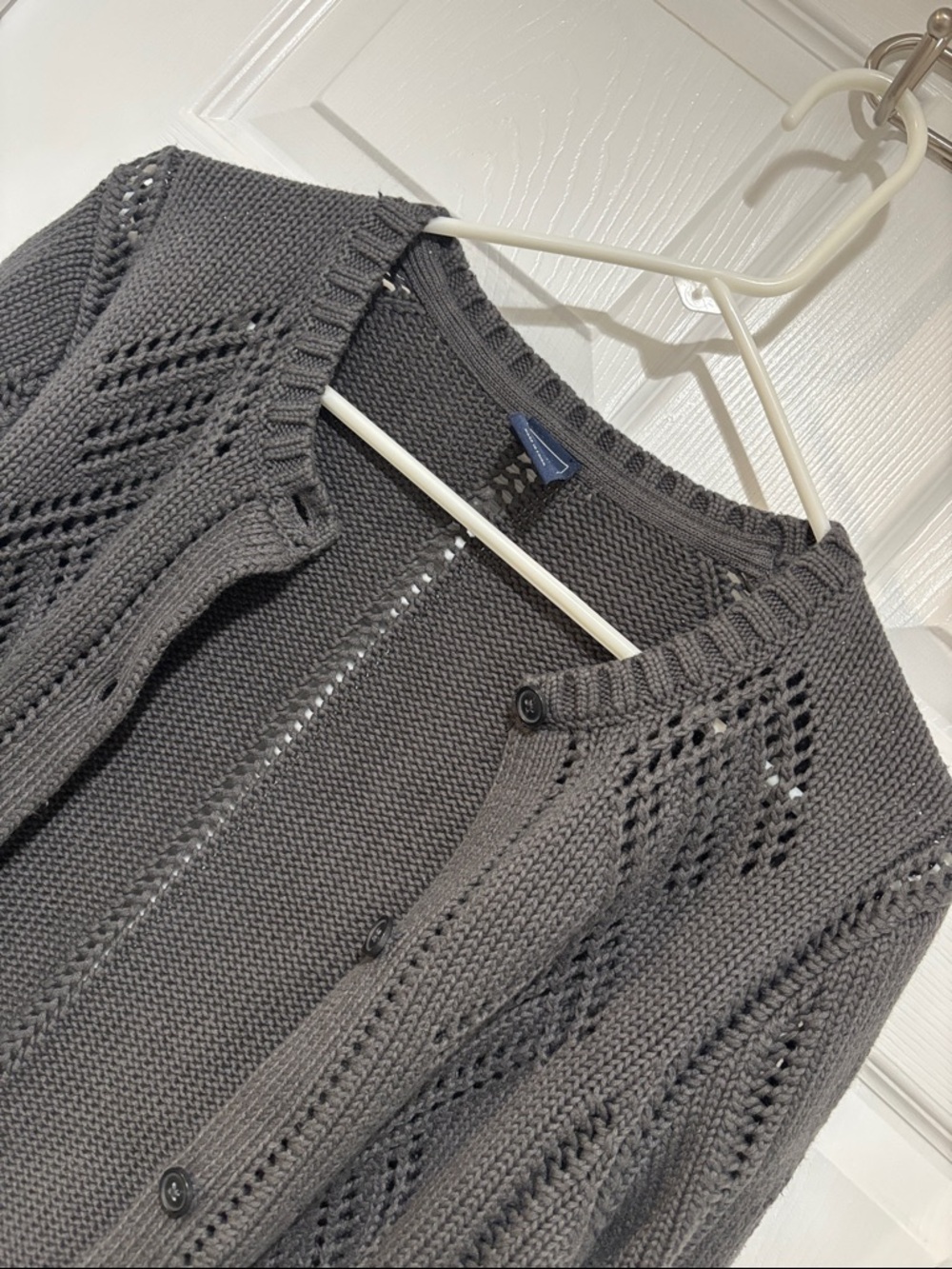 GAP Women’s Charcoal Gray 100% Cotton Button-Up Cardigan Sweater
